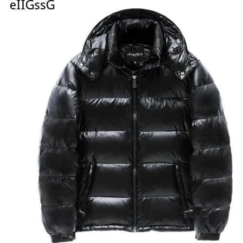 Winter Warm Men Jacket Coat Casual Autumn Hooded Mens Short Thick Down Jacket White Duck Down Parka Male Glossy Fashion Coat