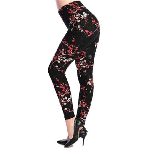 VIIANLES Print Flower Leggings Sexy Legins Push Up Plaid Fashion Summer New Women Fitness Legging high waist Plus Size Leggings
