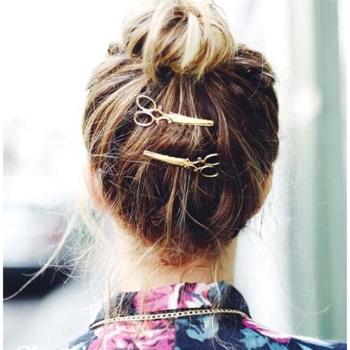 Hot Sale 1pcs Hair Clip Girl Lady Hair Barrettes Apparel Accessories Headpiece Women Hairpin Scissors Pattern Gold Silver