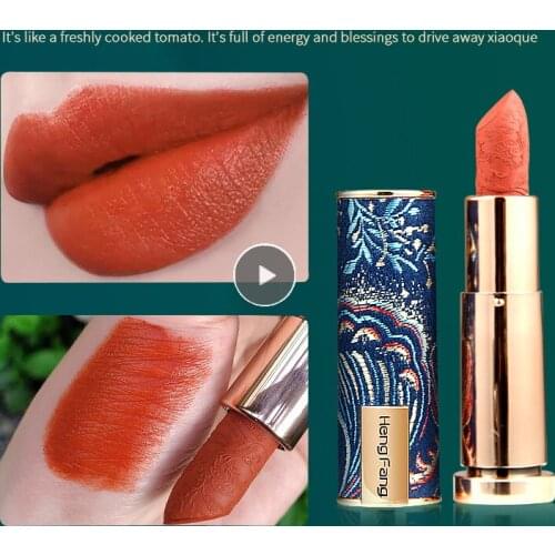 Hengfang 6 Colors Matte Carved Lipstick Lasting Waterproof Nutritious Moisture Velvet Smooth Nude Makeup Classical Red Lip Gloss