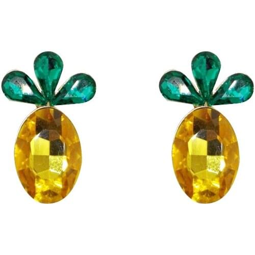Fashion Gold Red Color Earring For Women Crystal Cubic Zirconia Stud Earrings Stone Pendientes Cherry Pineapple Jewelry Gift
