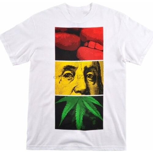 Trukfit Rasta T-Shirt Ben Franklin Weed Reggae Top Mens Lil Wayne Clothing White Diy Prited Tee Shirt