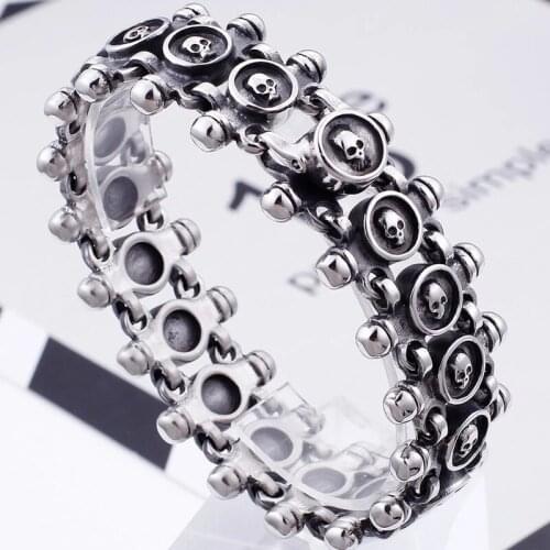 Punk Rock Men Party Skull Bracelet High Quality Stainless Steel Large Jewelry Gothic 20mm Wide Mens Friendship Bracelet