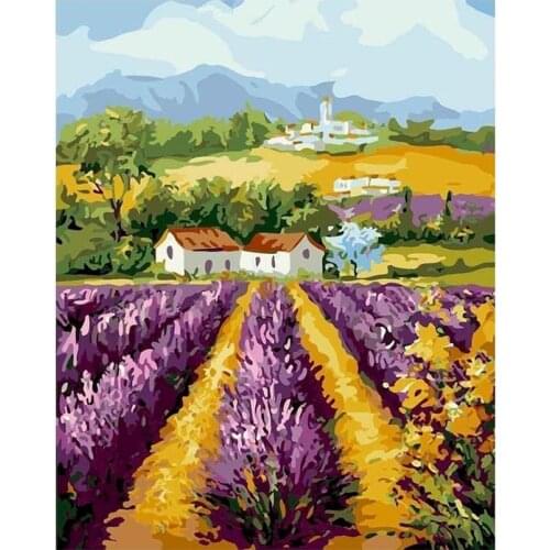 PhotoCustom Oil Painting By Numbers Flowers Scenery DIY 60x75cm Paint By Numbers On Canvas Frameless Landscape Hand Painting Dec