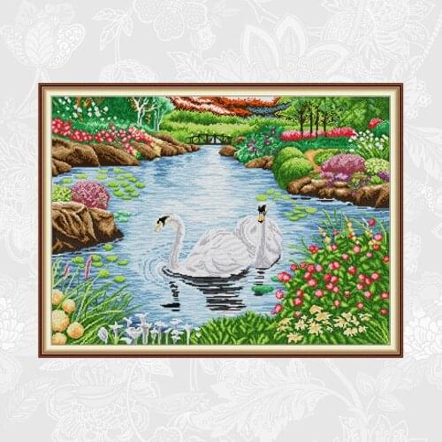 Swan lake Cross Stitch kits Embroidery Set, Handmade Crafts Home Decor, Count Print on Canvas Cross-stitch 14CT 11CT Needlework