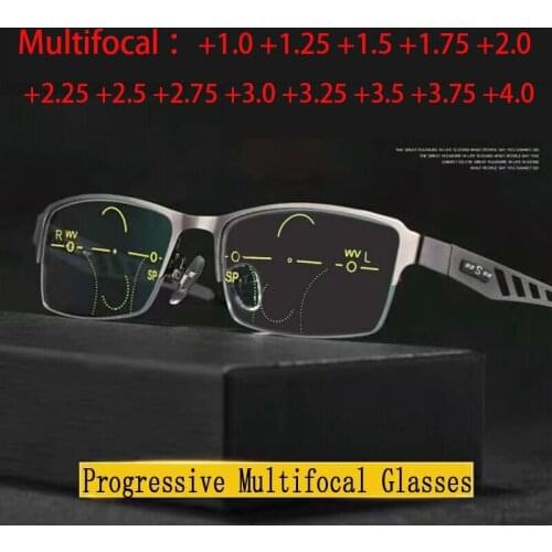 Ultra Ligh Metal Frame Progressive Reading Glasses Men Women Sun Readers Multifocal Hyperopia Presbyopia Glasses