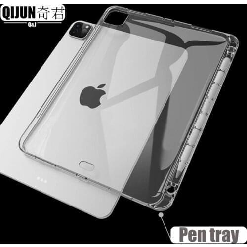 Tablet case for Apple ipad Pro 11" 2020 Pen tray soft shell TPU cover Transparent protection Drop resistance A2230 A2228 A2068
