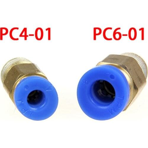 PC4-M6/PC6-M6/PC4-01/PC6-01 Push Fit Pneumatic Coupling Coupler Fitting PTFE Tubing / Bowden Reprap 3D Printer