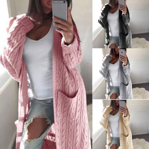 Hot Women Long Cardigan Sweater Top Long Sleeve loose knitting cardigan sweater Women Knitted Female Cardigan pull femme