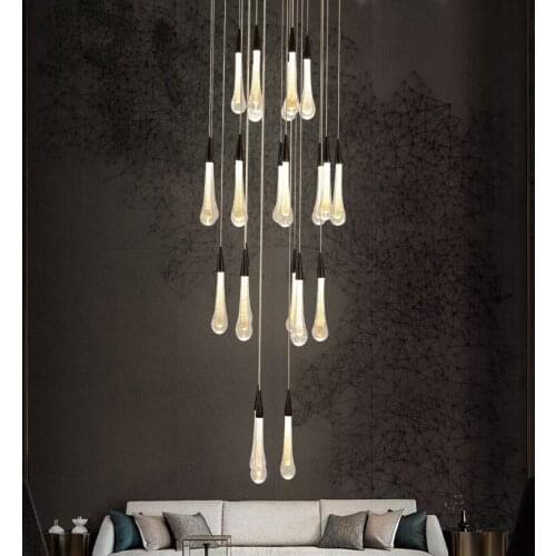 Modern Crystal Glass Led Pendant Lights Nordic Gold Hanging Lamps Restaurant Home Decor Indoor Lighting Staircase Light Fixtures