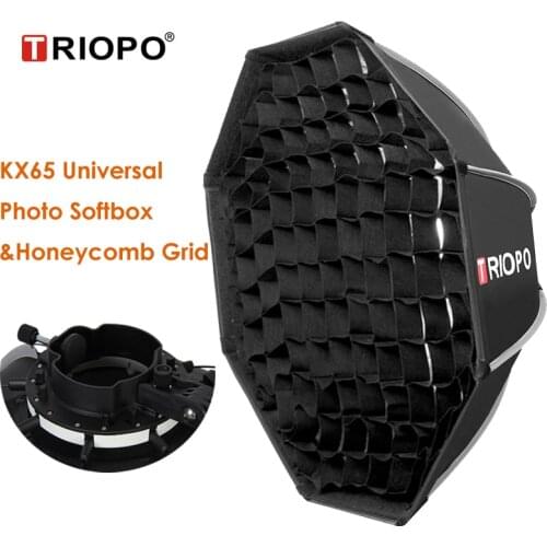 Triopo KX65 Photo Universal Speedlite Outdoor Octagon Umbrella Soft Box w Honeycomb Grid for Yongnuo 560IV Godox A1 AD200 Flash