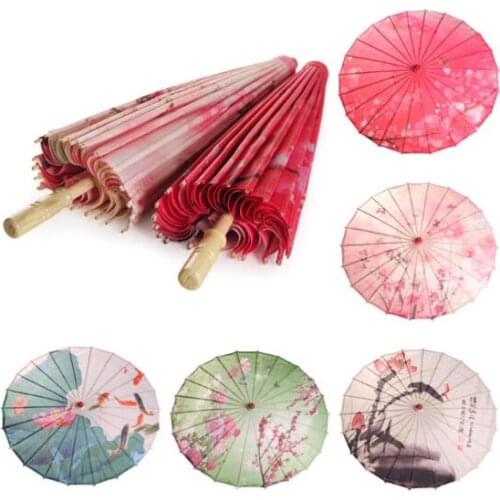 10pcs Chinese Style Silk Women Umbrella Japanese Cherry Blossoms Silk Ancient Dance Umbrella Decorative Umbrella