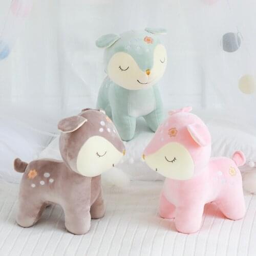1pc 28cm Cartoon Deer plush toy soft animal stuffed doll home decor kawaii Lovely gift flower Child girl Valentines Day good