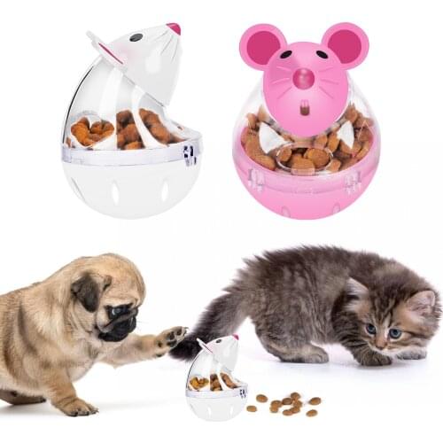 1PCS Cat Food Ball Slow Feed Cute Mice Tumbler Shaped Pet Treat Ball Cat Food Toy Ball Pet Food Ball Cat Feeder for Cat Dog