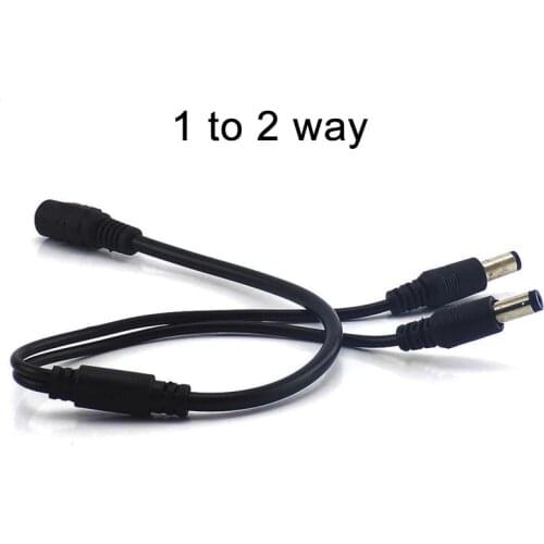 2pcs 5.5*2.1mm 1 Female to 2 Male Splitter Plug Connector Cable 12V DC Power Jack Adapter Supply for CCTV Camera Led Strip Lamp