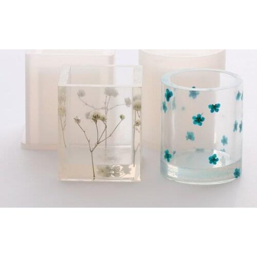 2pcs/set Round Cube Succulent Plants Flower Pot Silicone Mold Epoxy Resin Cement