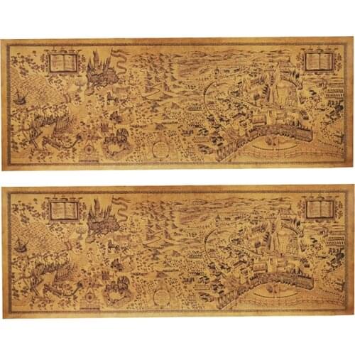 20 pcs Hot Sale Magic World Map Famous View Kraft Paper Cafe Bar Poster Retro Poster Decorative Painting 72x26cm