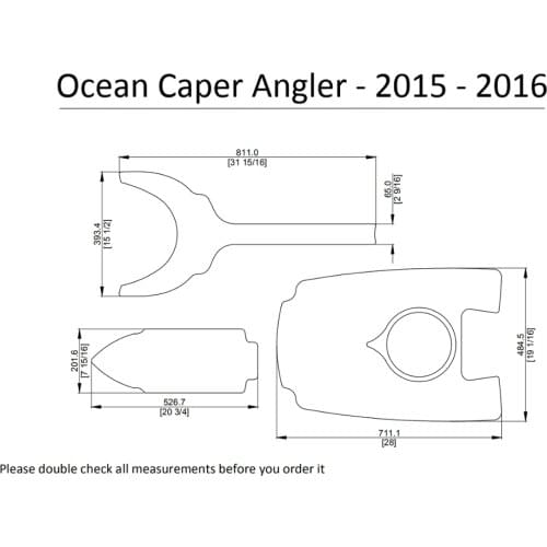 2015 - 2016 Ocean Caper Angler Kayak Boat EVA Decking Mat Pads Kit 1/4"