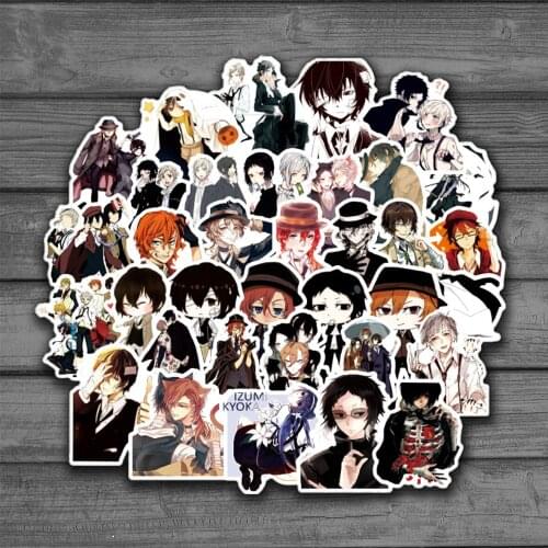 50pcs Bungo Stray Dogs Stickers Anime Sticker PVC Graffiti Decals Suitcase Luggage Guitar Car Waterproof for Childrens Toys