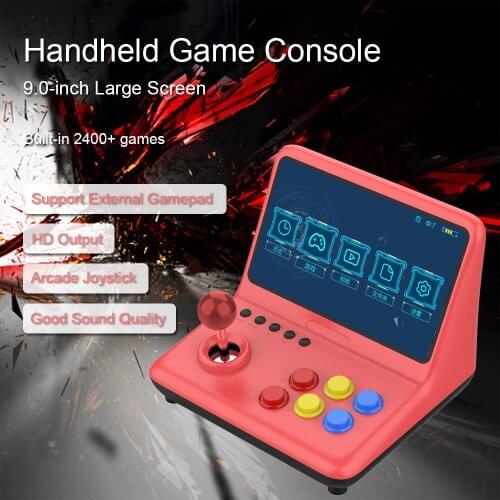 A12 9inch Joystick Arcade Video Game Console Handheld Game Player Built-in 2400 Games HD Output Support Wired Gamepad Connection