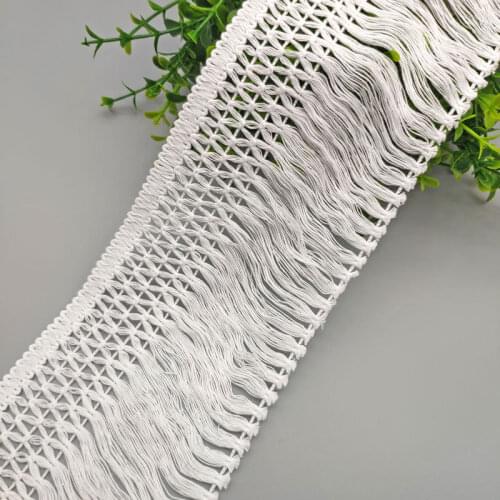 95mm Hollow Out Crocheted Lace Ribbon White Fringe Cotton Tape DIY Apparel Sewing Fabric Home Textile Curtain Decoration Tassel