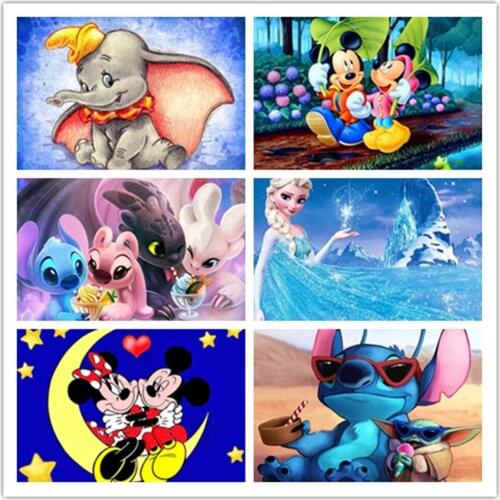 Disney 5D DIY Diamond Painting Princess Aisha Mickey Minnie Stitch Full Round Diamond Embroidery Handmade Interior Decoration