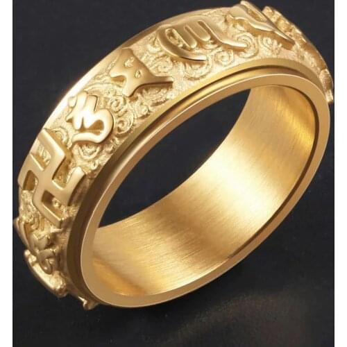 Buddhist Jewelry Xiangyun Rotatable Six Character Mantra Ring Mens and Womens Pressure Relief Ring Sutra Talisman Jewelry