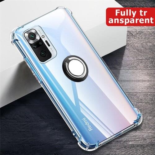 Metal Ring Holder Cover Redmi Note10 Pro Case Silicon Transparent Shockproof Phone Case For Xiaomi Redmi Note 10 Pro 10Pro Cases