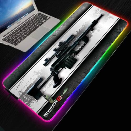 MRGLZY gun map mouse pad RGB big gaming accessories anti-skid pad game keyboard desk mat LED color household carpet mat