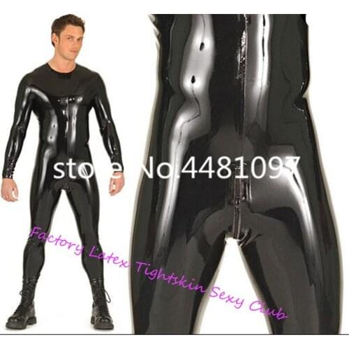 Hand Made Latex Rubber Catsuit Zentai Teddies Rubber Bodysuit for Men Latex Unitard Back Zipper no socks