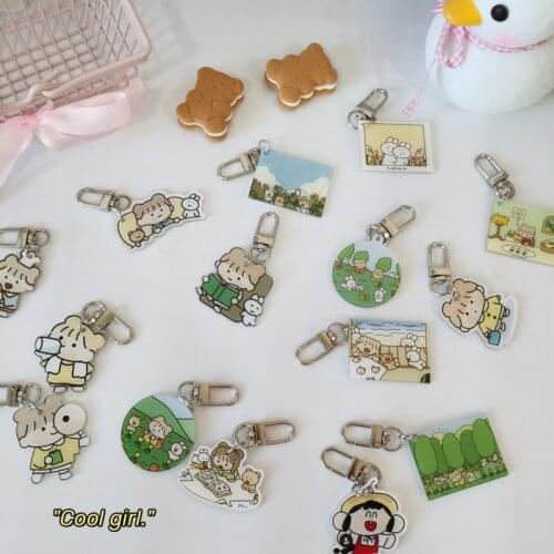 Cartoon Cute Forest Girl Rabbit Key Buckle Acrylic Student Stationery Creative Decorative Pendant Accessories Key Chain Ornament