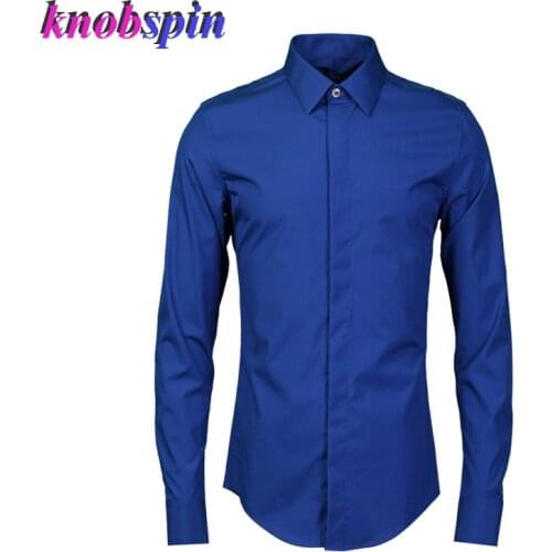 80% Cotton Brand Business male Dress shirt Solid color Slim Camisas masculina turn-down collar Full sleeve men shirts