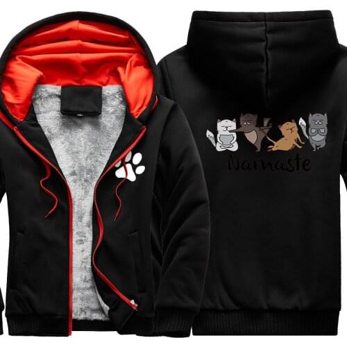 Namaste Print Camouflage Mens Raglan Thicken Jackets Wool Liner Long Sleeve Coats And Hooded Streetwear Hipster sudadera hombre