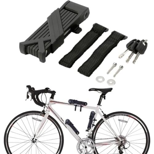New Heavy Duty Folding Bicycle Lock MTB Road Bike Security Anti-theft Steel Lock Cycling Bracket Compact Mini Safety Foldylock