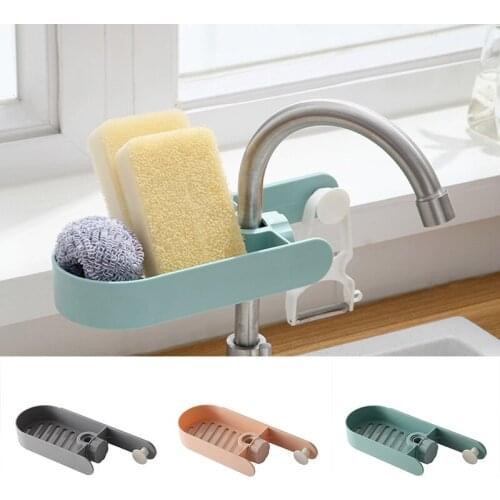 Solid Color Plastic Sink Facuet Storage Rack Drainer Drain Container Drying Racks Bathroom Dish Towel Sponge Kitchen Organizer