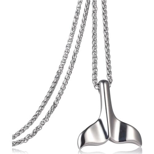 Whale Fishtail Dolphin Tail Titanium steel Pendant Necklaces Women Men Stainless Steel Black Prayer Choker Jewelry Charm
