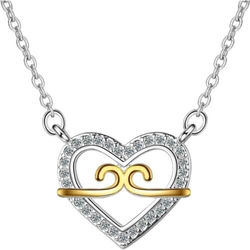 New Straitjacket Heart zircon Pendant Necklaces For Women Short Clavicle Chain Choker Jewelry SAN52