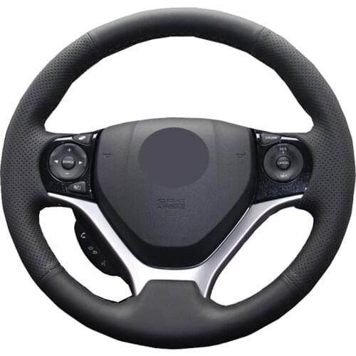 Hand Sewing Car Steering Wheel Cover Wrap Suede Carbon Fiber Leather For Honda Civic 9 Civic9 2012 2013 2014 2015 Funda Volante