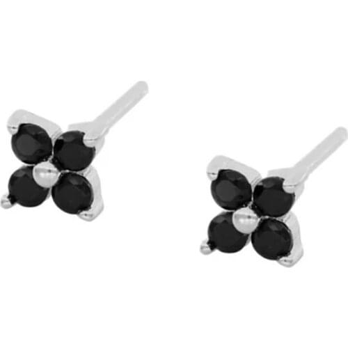 BLACK AWN Cute 100% Pure 925 Sterling Silver Stars Jewelry Black Stone Engagement Stud Earrings for Women I167
