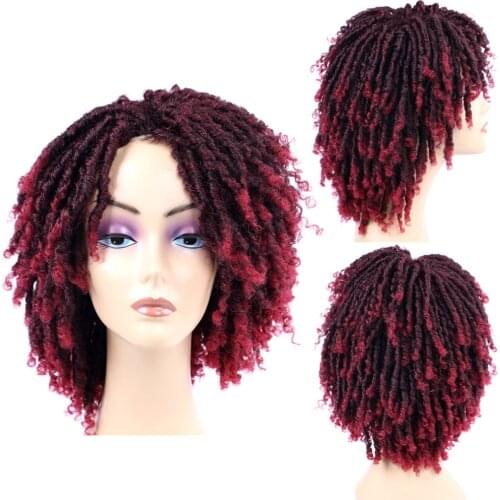 Synthetic Afro Kinky Curly Wig Short Ombre Dreadlock Wig For Black Women Heat Resistant Fiber Crochet Twist Hair Wigs 6 Colors