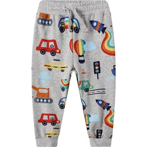 Jumping Meters Boys Sweatpants Cartoon Rocket Print Autumn Spring Baby Girls Boys Clothing Full Pants Children Trousers