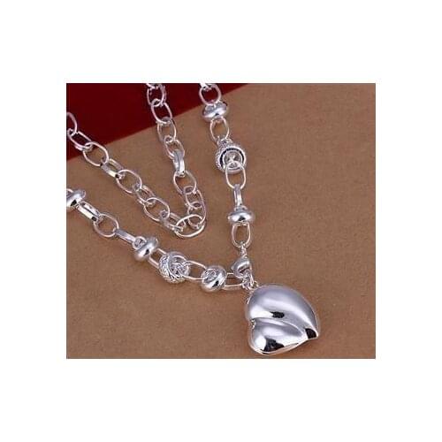 N055 Silver Color Necklaces Silver 925 Jewelry Pendant Fashion Jewelry Big Peach Heart Necklace /bvwaknda Choakyva