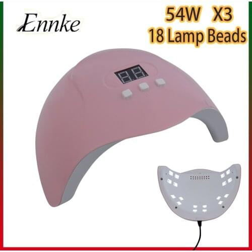New Arrival X3 54W LED UV Lamp Nail Dryer For Curing Gel Polish Nails Art Tool 18 Beads 30s 60s 90s Manicure USB Charging Pink