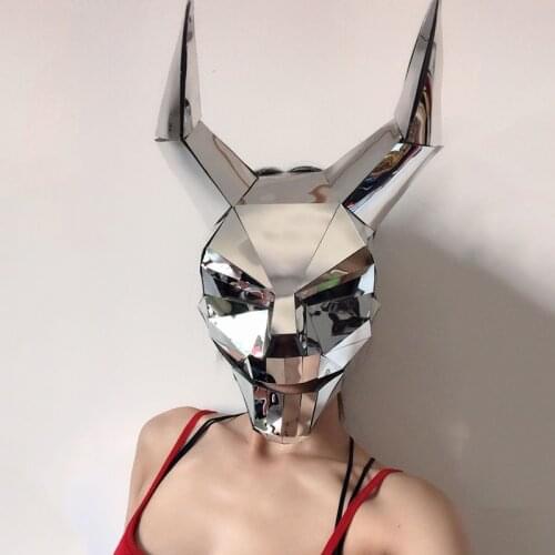 Rave Masked Party Silver Mirror Mask Cosplay Ghost Festival Outfit Nightclub Accessories DJ Mask Stage Dance Costumes For Singer