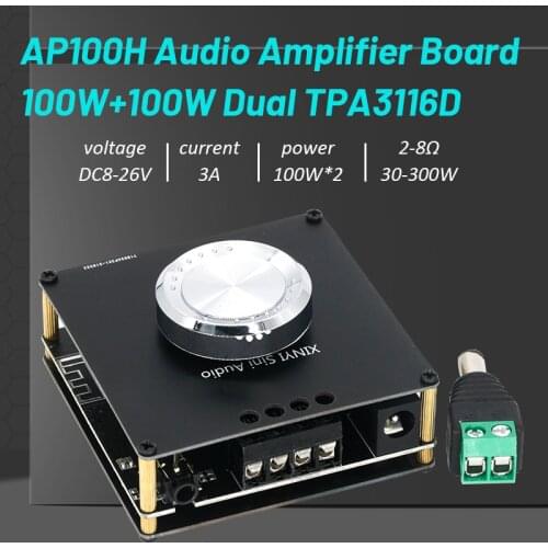 XY-AP100H 100W+100W Dual TPA3116D2 Bluetooth 5.0 Stereo Audio Digital Power Audio Amplifier Board AMP Amplificador AUX USB APP