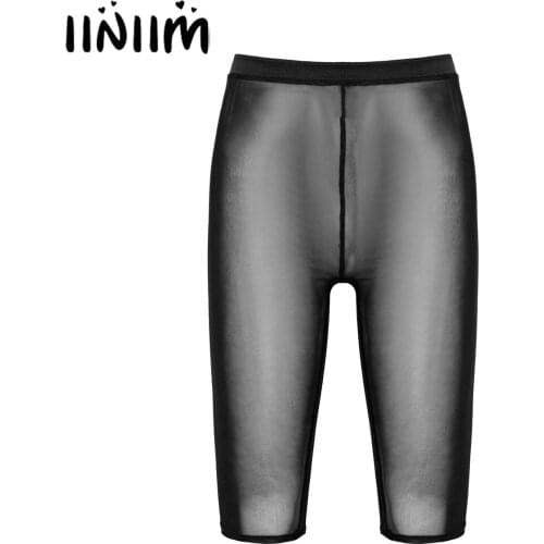 Women Femme Sexy See-through Mesh Shorts Ladies Summer Bikini lastic Waistband Sheer Short Leggings for Gym Workout Fitness