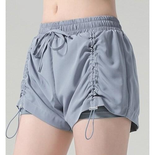 Women Running Sport Shorts Summer Gym Workout Loose Shorts High Waist Breathable 2 In 1 Fitness Yoga Shorts Trainning Sportswear