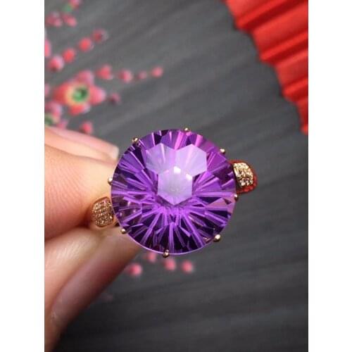 Fine Jewelry Real 18K Gold AU750 100% Natural Amethyst Gemstone Female Rings for Women Fine Ring