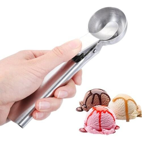 1Pc Ice Cream Scoop Stainless Steel Ice Cream Spoon Metal Icecream Cookie Scoop Melon Fruit Baller Ice Ball Maker Kitchen Tools