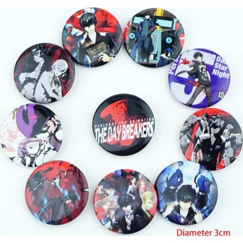 10Pcs/Set Japan Anime Game Persona 5 P5 Badges Pins Brooch Chest Ornament Of the Cosplay Bag Clothing Accessoies Collection